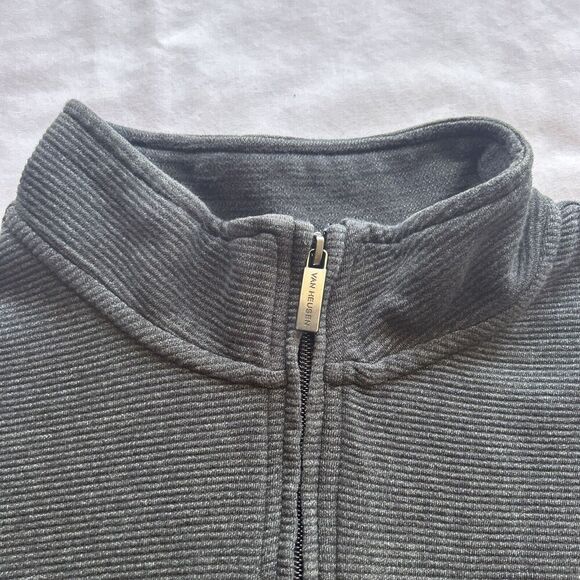 Van Heusen Flex Sz XL Gray 1/3 Zip Long Sleeve Ribbed Pullover - Picture 2 of 6